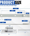 Detailed diagram of 12-inch zinc strap hinge set with wall mount for gates, displaying dimensions and components.