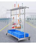 Heavy Duty Stainless Steel Cleaning Supplies Organizer Rack With No Slip Mop Holder Waterproof Wall Mount Storage System