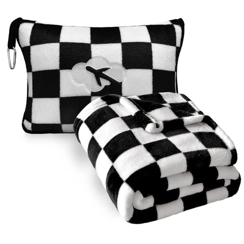 2 In 1 Travel Blanket And Pillow Set With Convertible Pillowcase Lightweight Microfleece Comfort For Airplane And Road Trips On