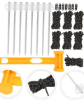 Heavy Duty Tent Stakes Ground Nails Kit For Camping Tarp Beach Outdoor Windproof including stakes, ropes, hammer, and bag