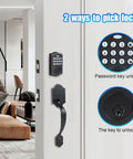 Keyless Entry Door Lock With Keypad And Handle Set, 5 In 1 Smart Deadbolt For Front Door, Auto Lock, 50 User Codes, Matte Black