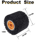 Abrasive Drum Wheel For Paint And Rust Removal, 40 Grit Polishing Wheel, 4.5 Inch By 4 Inch showing size dimensions in millimeters.