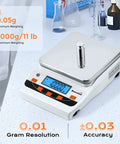 Pro Grade High Precision Lab Scale 5000g/0.01g With Large Plate USB Data Transfer Electronic Analytical Balance on lab table