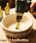 Heavy Duty Half Inch Diamond Hole Saw And Core Drill Bit Twin Pack Featuring Brazed Grit Blades cutting a ceramic bowl with precision.