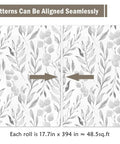Gray Leaf Peel and Stick Wallpaper Dope Look Floral Self Adhesive Watercolor Leaves for Cabinets and Walls Removable Botanical Contact Paper Easy Peel and Stick Vibe Elegant Gray Wall Decor 17.7 by 394 Inches showing seamless pattern alignment.