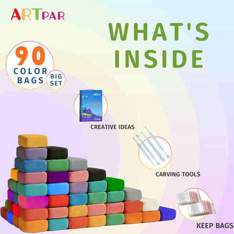 Air Dry Clay Kit For Kids With 90 Colors And Tools DIY Modeling Clay Set For Easy Molding And Sculpting
