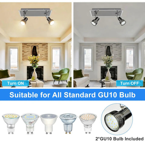 Six Head LED Track Light Kit With Rotatable Heads And Foldable Arms For Kitchen Living Room Dining Room And Office Directional Ceiling Spotlight Flush Mount Energy Saving And Easy Install in a living room