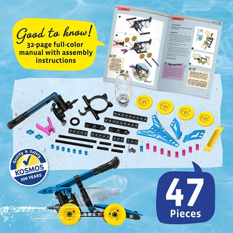 Water Power STEM Kit For Kids Hands On Build Rocket Propelled Cars And Jet Boats Explore Air And Water Physics Pneumatics