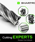 Front view of SHAPPRO 3/4-inch shank carbide square-end end mill, 4-flute CNC cutter