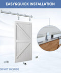 8 Ft Exterior Barn Door Hardware Kit For Outdoor Use Heavy Duty Sliding Track System Galvanized Steel With Floor Guide