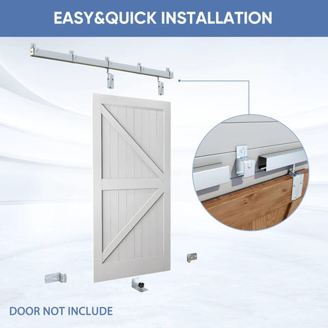 8 Ft Exterior Barn Door Hardware Kit For Outdoor Use Heavy Duty Sliding Track System Galvanized Steel With Floor Guide