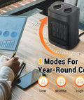 1500W Electric Space Heater Portable With Thermostat And PTC Ceramic Heating Quick Heat In A Snap Quiet Fan Mode