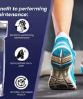 Treadmill Belt Lubricant Kit With Silicone Lube And 16 Inch Applicator beside person running on treadmill, emphasizing maintenance benefits.