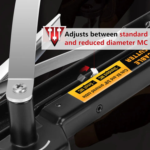 Heavy Duty Xmc Armored Cable Cutter Snips Up To 3/8 Inch Bx Ac Mc Wire With Fully Adjustable Blade For Greenfield Conduit adjust dial close-up
