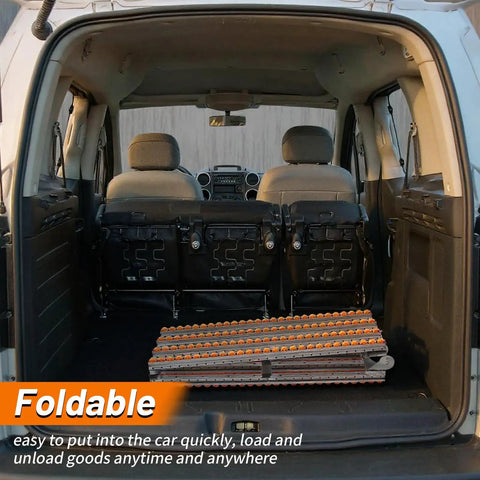 Foldable Manual Gravity-Powered Conveyor Roller System Portable 15 Inch Wide By 78 Inch Long stored in a vehicle trunk