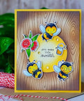 Handmade card featuring bees, strawberry flowers, and honey jar made with Stamps and Dies Set for Card Making and Scrapbooking