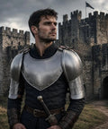 Medieval Iron Gorget and Spaulders Shoulder Armor Set for Reenactors, Gear Up Battle Ready Pauldrons for Viking Crusader Style