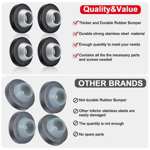 Concave Wall Door Stopper Set With Stainless Steel Bumpers And Grey Rubber Knob Covers Flush Mount Wall Protector comparison