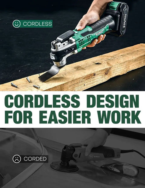 20V Cordless Oscillating Tool Kit With 26Pcs Accessories, 21000 OPM, 6 Speeds, 3 Degree Oscillation, LED Light, Battery Powered Your Go To All In One Multi Tool For Cutting Wood, Nailing, Scraping, And Sanding. cordless oscillating tool cutting wood