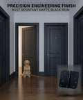 Four Pack 4 Inch Matte Black Door Hinges Durable Metal Butt Hinges With Five Eighths Radius Corners on dark doors