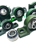 Tough Outer Spherical Pillow Block R-214 KP3AK2 Self Aligning Sealed Bearing Unit For Heavy Loads Rock Solid Rotation 213 214 215 216 217 218 Series Dust Proof Anti Rust Wear Resistant Premium Hybrid Material Runs Smooth Long Top Rated Badass Parts, green mounted units