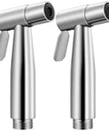 Two Pack Stainless Steel Handheld Bidet Spray Heads For Bathroom And Toilet Cleaning 8 Lpm Water Flow Durable 304 Stainless Steel Excludes T Valve Hose Holder Tape, shown side by side