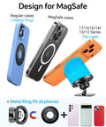 Kaistyle MagSafe car mount with 20 magnets; blue dash-mount magnetic holder for iPhone with MagSafe cases