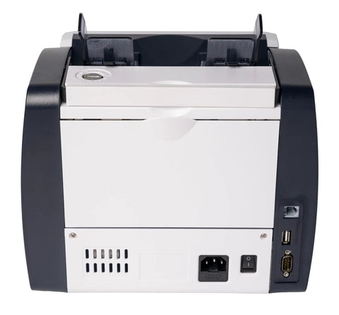 Back view of Mixed Denomination Money Counter for Multi Currency, Bank-Grade CIS Sensor With UV/IR/Magnetic Detection