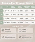Baby Sleep Sack For Infants 6 To 12 Months 1 Tog Long Sleeve Wearable Blanket Organic Cotton size chart and washing tips.
