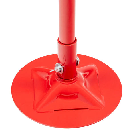 Short Underhoist Support Stand 1500 Lb Capacity Adjustable Height Range For Engine Swap And Suspension Work Fits Two Post Lifts Garage Wrenching essential support base with vibrant red finish.