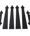 Heavy Duty Premium Garage Door Hardware Kit Featuring Decorative Handles And Sturdy Steel Hinges For Dead Nuts Closure And Zero Sweat Residential Upgrade Project, includes black decorative handles and hinges.