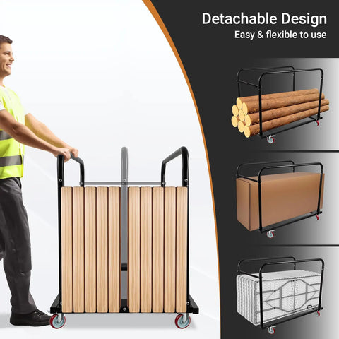 Heavy Duty Steel Panel Cart For Drywall And Lumber, 1800 Lbs Capacity With 5 Inch PU Swivel Wheels transporting wood panels