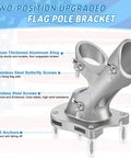 1 Inch Flag Pole Holder For Outdoor House Use, Heavy Duty Aluminum 2 Position Flag Pole Bracket Mount With 3 Fixed Holes