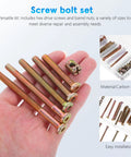 Hand holding 49 Piece M6 Socket Head Cap Screws 40 To 80 Mm And Barrel Nut Assortment Kit for furniture assembly