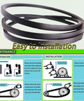 5/8 Inch By 178 Inch Drive Belt Replacement For TimeCutter HD X5450 XS5450 ZX5400 And Hustler 602744 Riding Mower shown with installation guide