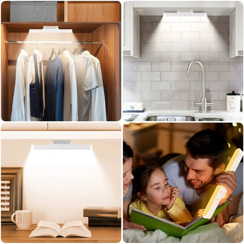 Wireless Under Cabinet Lights 56 LED With Touch Control, illuminating kitchen, closet, and reading areas, USB-C rechargeable