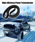Heavy Duty Serpentine Drive Belt For Dodge Ram 2500 And 3500 Trucks 1994-2002 With 5.9L V8 Engine Replaces K080810HD And 8PK2058HD on snowy terrain.
