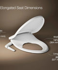 No Fuss Easy Install Bidet Toilet Seat M250 With Manual Adjustable Spray Quiet Close Lid, elongated dimensions shown