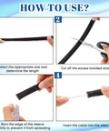 How to use Tough As Nails Braided Cable Protector Sleeving: select size, cut, burn edges and insert cables.