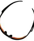 Top Tier Daily Grind Gear Heavy Duty Safety Glasses Featuring Copper Blue Shield Lenses Styled With Durable Black Frames side view showing ergonomic design.