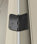 Matte Black 4x4 Inch Door Hinges 18 Pack Pro Grade With Square And Round Corner Design Iron Construction Includes 144 Matching Screws Heavy Duty Interior Exterior Door Hinge Set installed on a wooden door