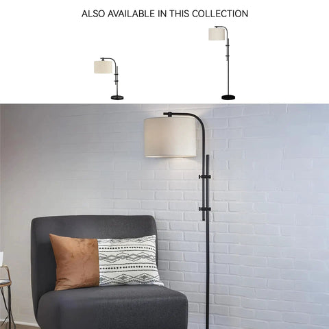 Baronvale 60 Inch Modern Metal Adjustable Floor Lamp In Brass With Crisp White Drum Shade And A Smooth Curved Arm in living room