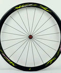 Rugged 700C Carbon Fiber Wheelset with 40mm Depth Matte Aluminum Rim CV Brakes, quick release hub, road bike ready.