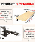 Fold Down Wall Mounted Desk Extender Tray And Side Table That Expands Your Space with dimensions and clamp details