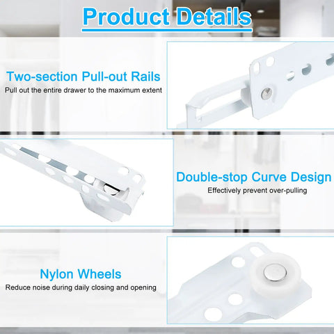 20 Inch Heavy Duty Drawer Slides Bottom Mount Side Mount Glides For Cabinets And Dressers 1 Pair With Screws product details