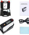 Self Calibrating Surface Gloss Meter With 0 To 200 GU Range Easy Two Button Operation Smart Calibration System Calibrates To Provided Standard Tile Long Lamp Life Perfect For Paints Coatings Plastics And Quality Control Testing with accessories and manual