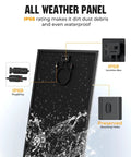 Beefy 200W N Type Monocrystalline Solar Panel For Roof RV Boat Off Grid Power showing waterproof IP68 rating and junction box