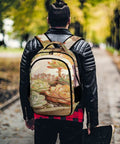 Man wearing Succulents Wooden Planter Print Backpack Unisex Large Capacity Durable Polyester for daily use in park