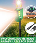 Solar Outdoor Motion Sensor Alarm With Ultrasonic Detection 129dB Siren Strobe Light For Home Villa Yard Farm Barn Chicken Coop 5 Adjustable Modes Day And Night Security System, solar charging and DC cable