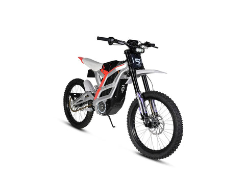 Adult Electric Dirt Bike Built To Shred With Raw Torque And 53 MPH Top Speed, showcasing beefy chassis and knobby tires.
